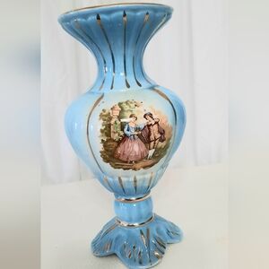 Vintage Blue Ceramic Vase Made In Italy